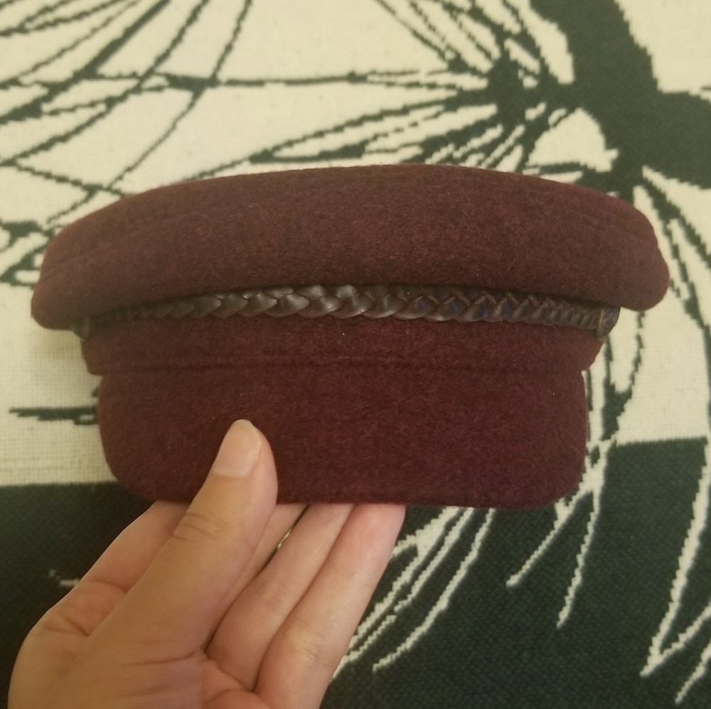 Wool Blend Burgundy Newsboy Hat